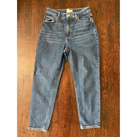 H&M High Rise Mom Jean Medium Wash Blue Jeans Size 6 - Picture 1 of 10